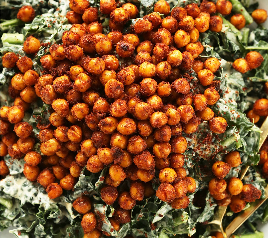 Reverse Your Fatty Liver Crispy Garlic Chickpeas and Kale Salad